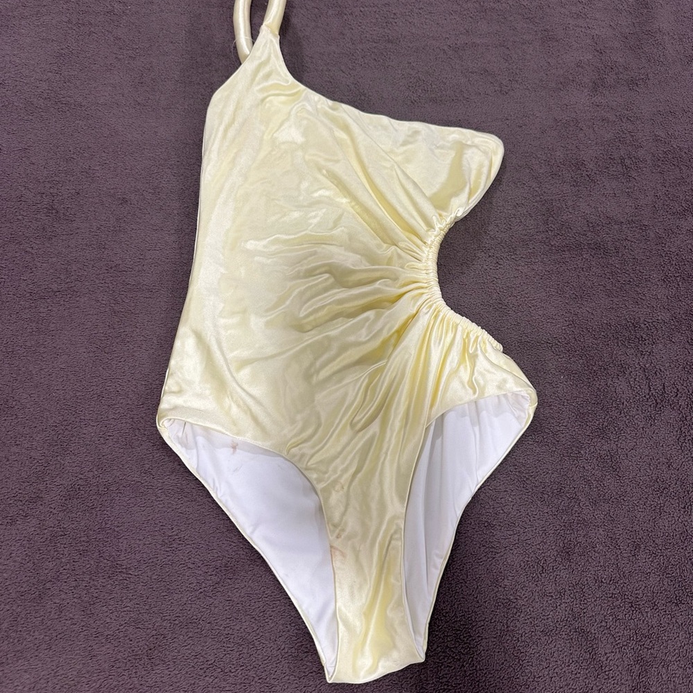 Isa Boulder Gorgeous Silk Yellow One Shoulder Swimsuit